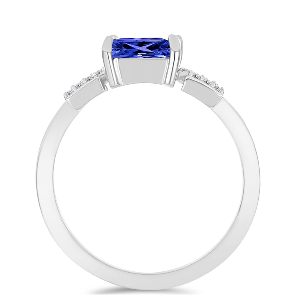 Inel din Argint 925 ( 2.72 grame ) cu Tanzanit și Topaz Alb 1.42 Carate