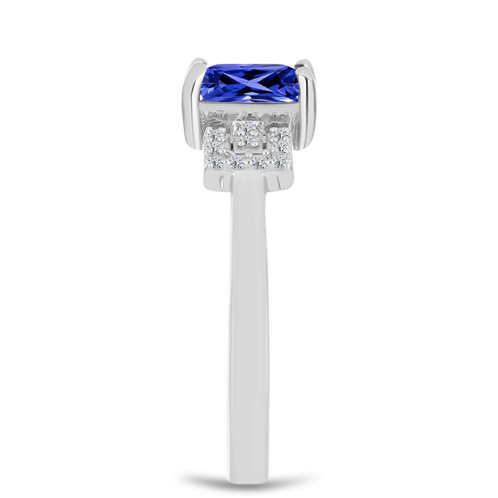 Inel din Argint 925 ( 2.72 grame ) cu Tanzanit și Topaz Alb 1.42 Carate 4 