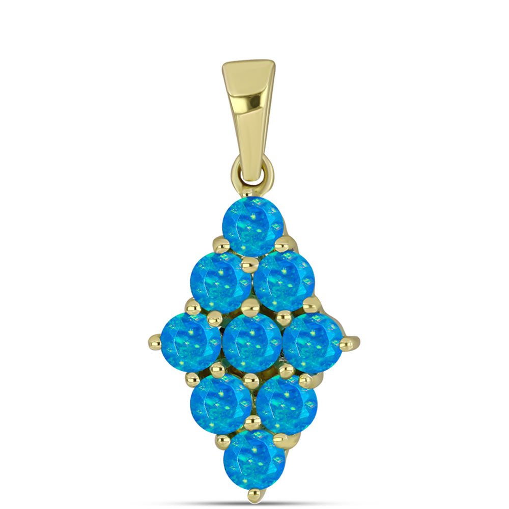 Pandantiv din Argint 925 Placat cu Aur ( 1.12 grame ) cu Opal Albastru Etiopian Paraiba 0.58 Carate