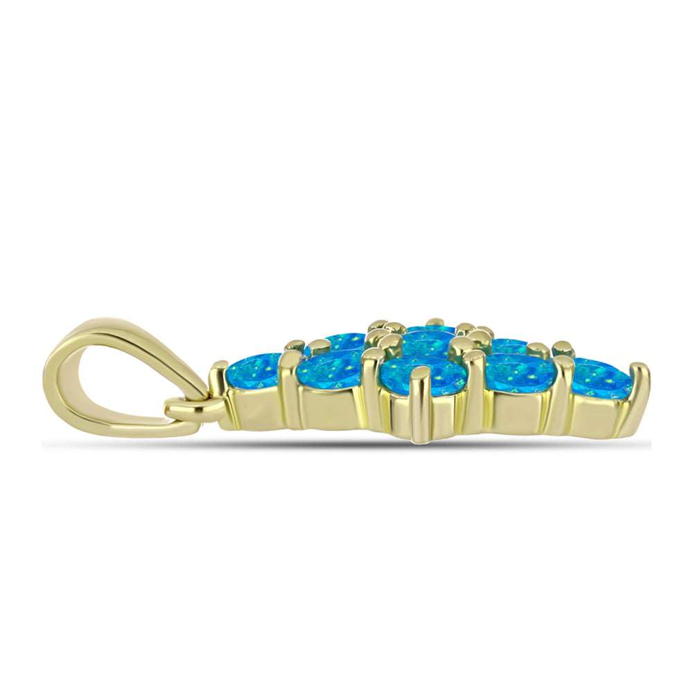Pandantiv din Argint 925 Placat cu Aur ( 1.12 grame ) cu Opal Albastru Etiopian Paraiba 0.58 Carate