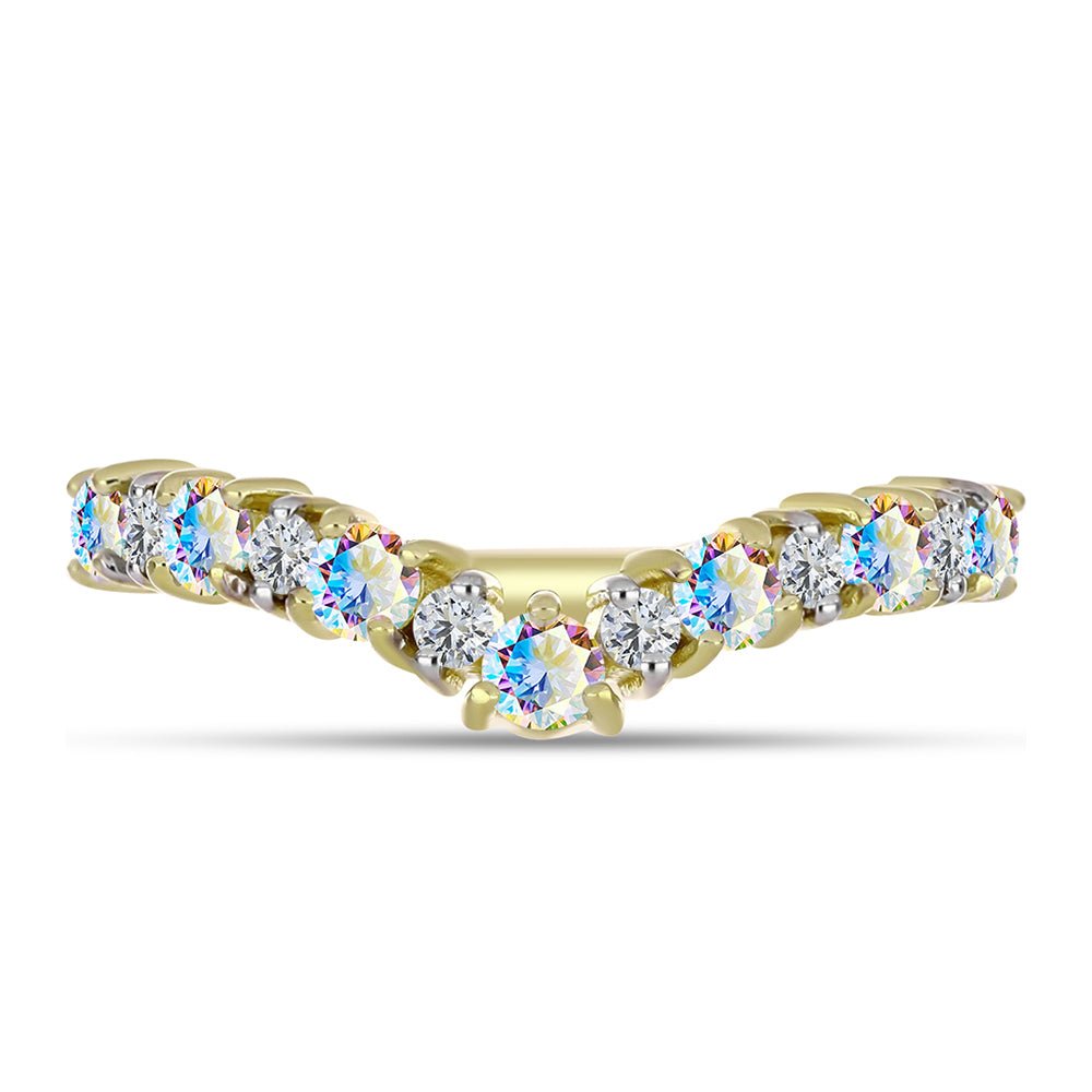 Inel din Argint 925 Placat cu Aur ( 2.25 grame ) cu Moissanit de Gheață și Topaz Alb 0.98 Carate 1 