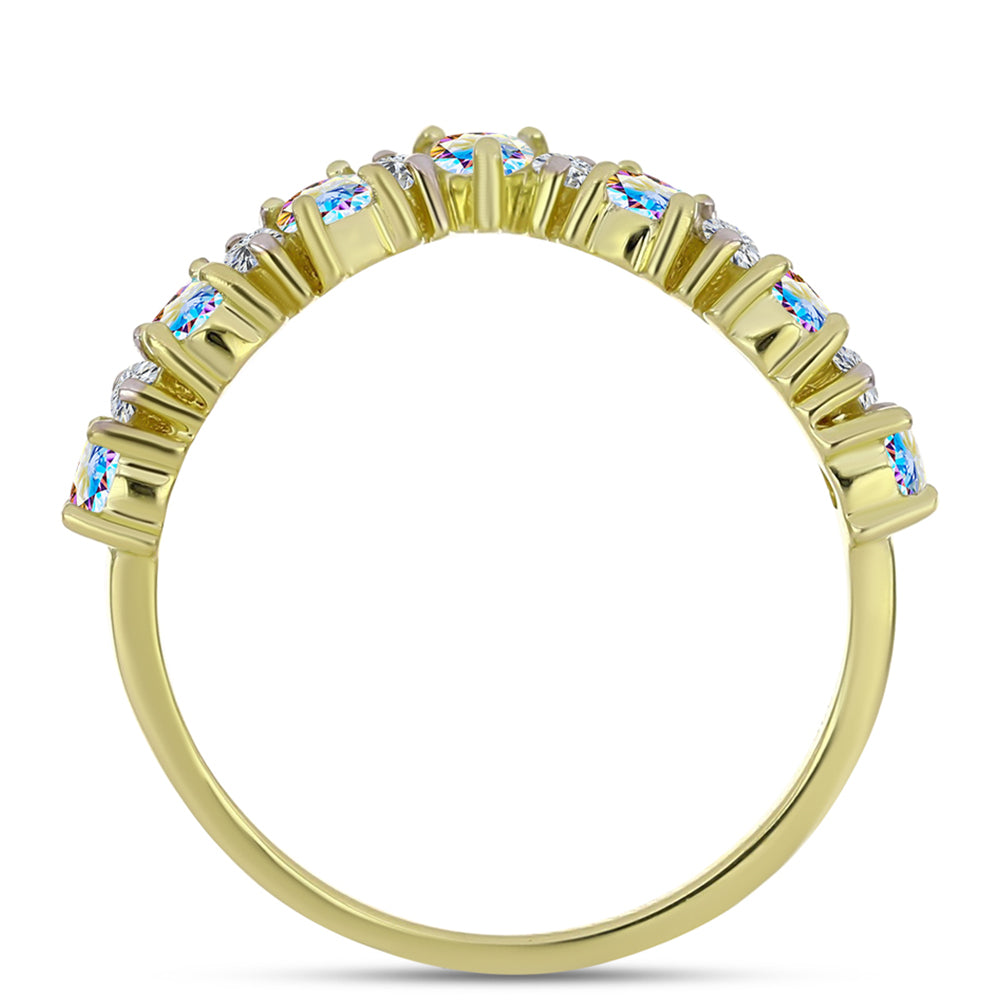 Inel din Argint 925 Placat cu Aur ( 2.25 grame ) cu Moissanit de Gheață și Topaz Alb 0.98 Carate 2 