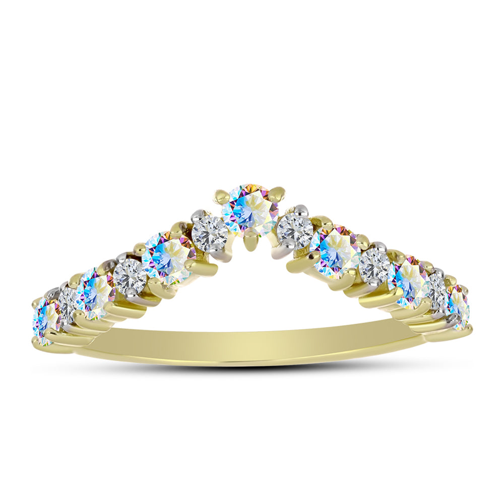 Inel din Argint 925 Placat cu Aur ( 2.25 grame ) cu Moissanit de Gheață și Topaz Alb 0.98 Carate 3 