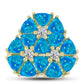 Inel din Argint 925 Placat cu Aur ( 5.24 grame ) cu Opal Albastru Etiopian Paraiba și Topaz Alb 3.74 Carate