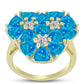 Inel din Argint 925 Placat cu Aur ( 5.24 grame ) cu Opal Albastru Etiopian Paraiba și Topaz Alb 3.74 Carate