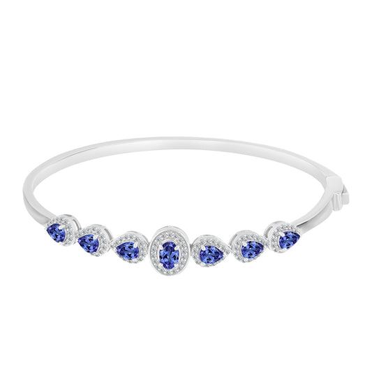 Brățară din Argint 925 ( 13.93 grame ) cu Tanzanit și Topaz Alb 2.89 Carate