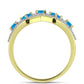 Inel din Argint 925 Placat cu Aur ( 3.32 grame ) cu Opal Albastru Etiopian Paraiba și Topaz Alb 0.77 Carate