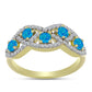 Inel din Argint 925 Placat cu Aur ( 3.32 grame ) cu Opal Albastru Etiopian Paraiba și Topaz Alb 0.77 Carate
