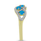 Inel din Argint 925 Placat cu Aur ( 3.32 grame ) cu Opal Albastru Etiopian Paraiba și Topaz Alb 0.77 Carate