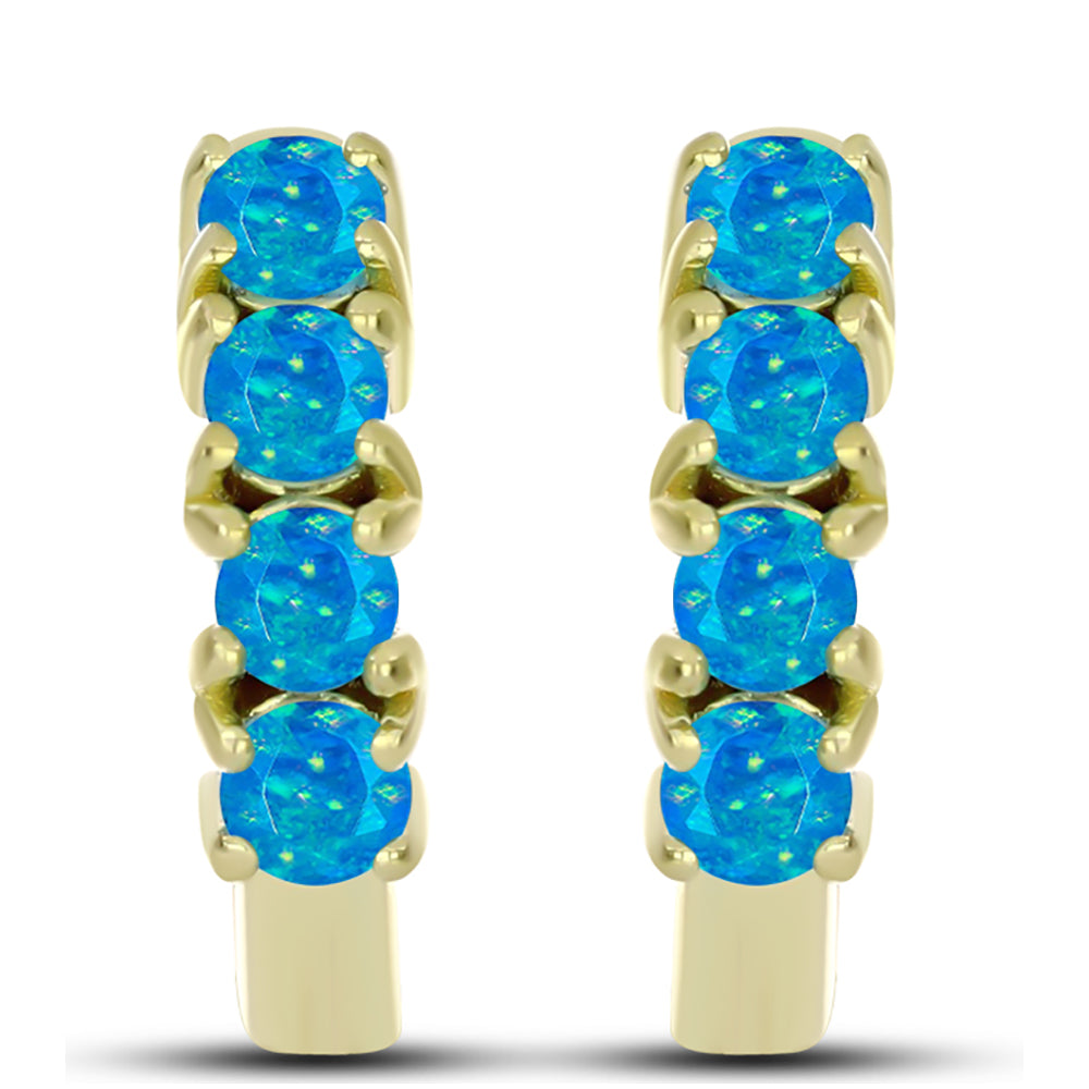 Cercei din Argint 925 Placat cu Aur ( 3.7 grame ) cu Opal Albastru Etiopian Paraiba 0.5 Carate 1 