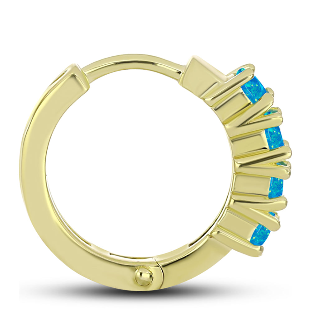 Cercei din Argint 925 Placat cu Aur ( 3.7 grame ) cu Opal Albastru Etiopian Paraiba 0.5 Carate 2 