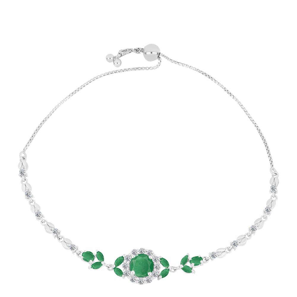 Brățară din Argint 925 ( 5.97 grame ) cu Smarald Brazilian și Topaz Alb 3.28 Carate 1 