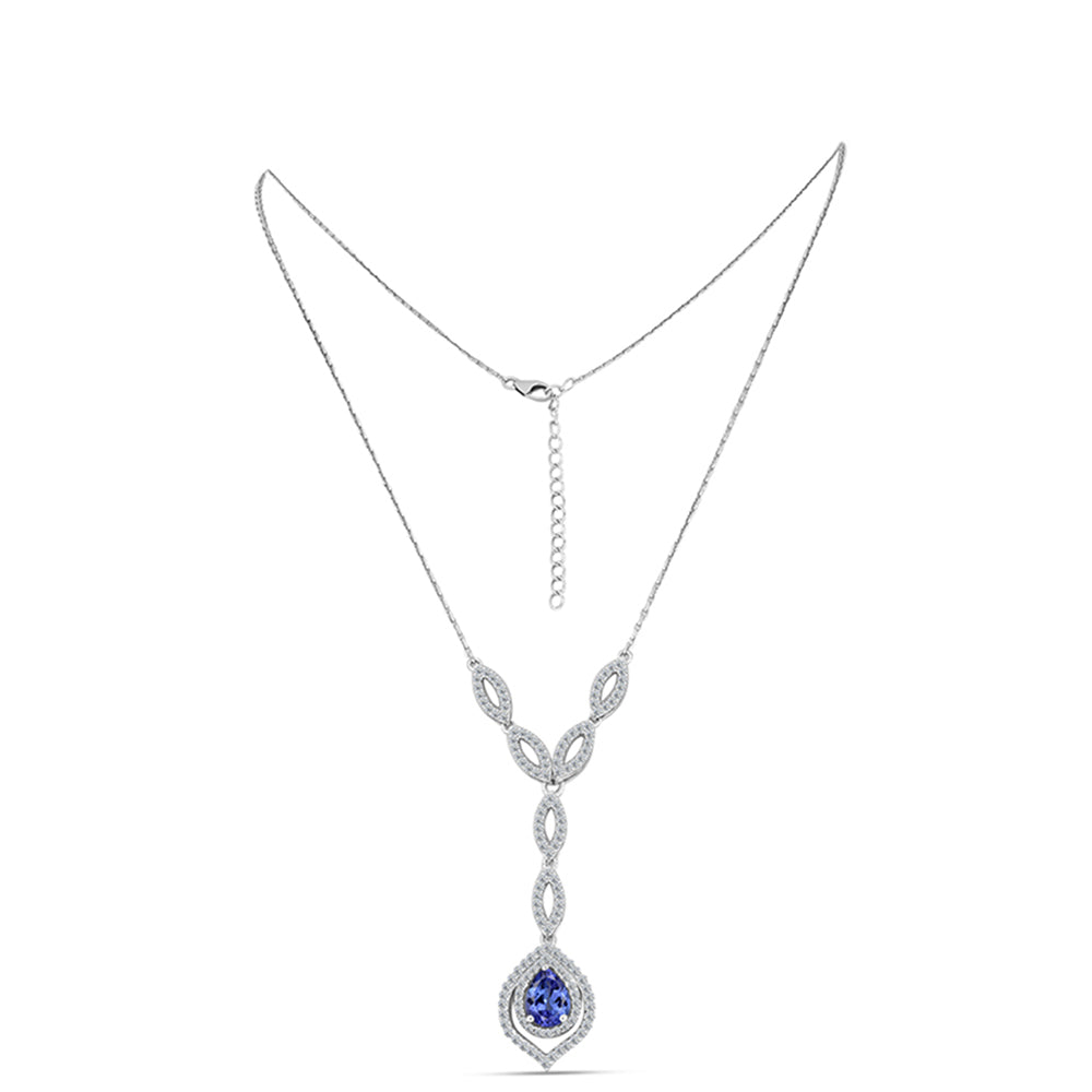 Colier din Argint 925 ( 6.09 grame ) cu Tanzanit și Topaz Alb 2.49 Carate