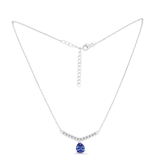 Colier din Argint 925 ( 3.57 grame ) cu Tanzanit și Topaz Alb 1.52 Carate