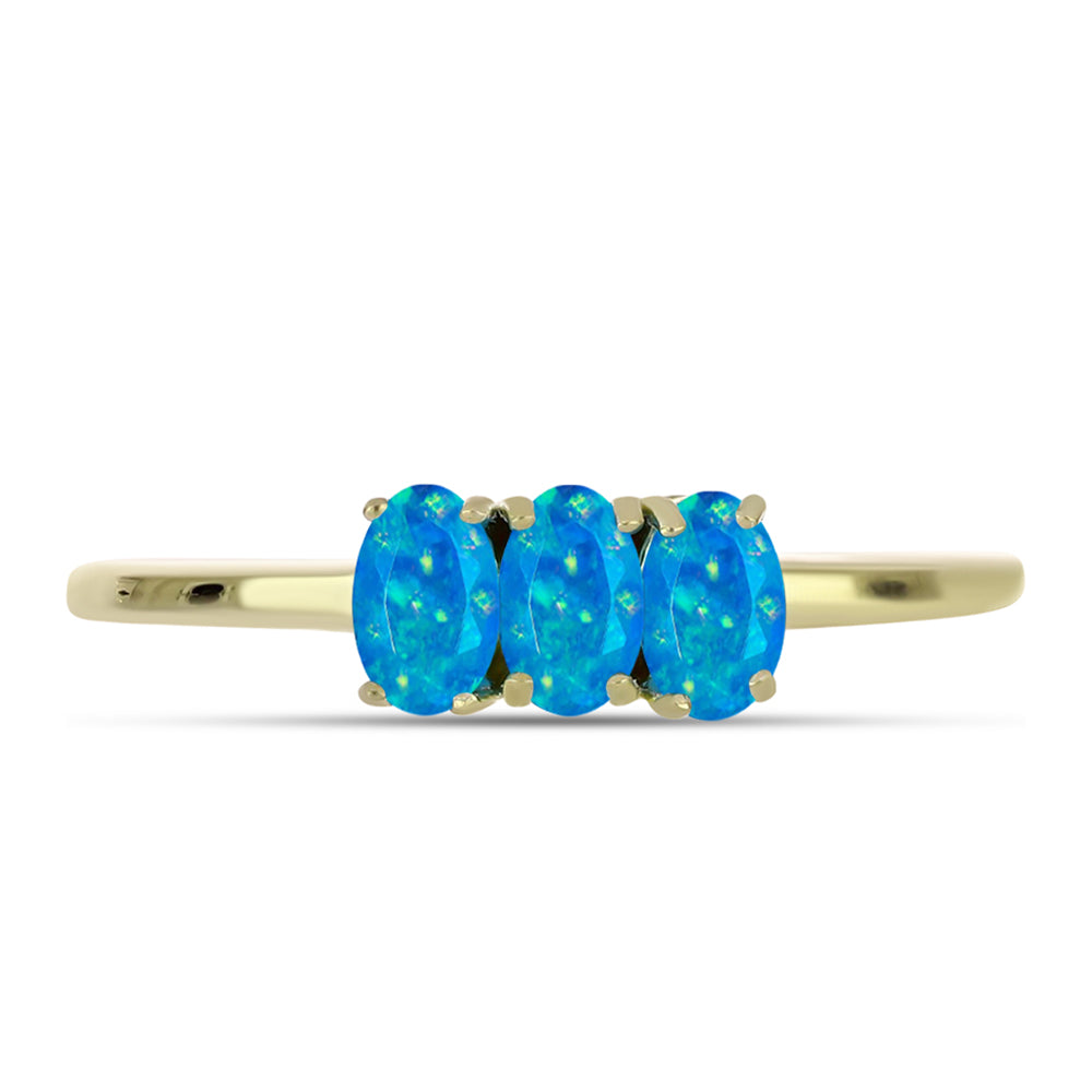 Inel din Argint 925 Placat cu Aur ( 1.56 grame ) cu Opal Albastru Etiopian Paraiba 0.46 Carate 1 