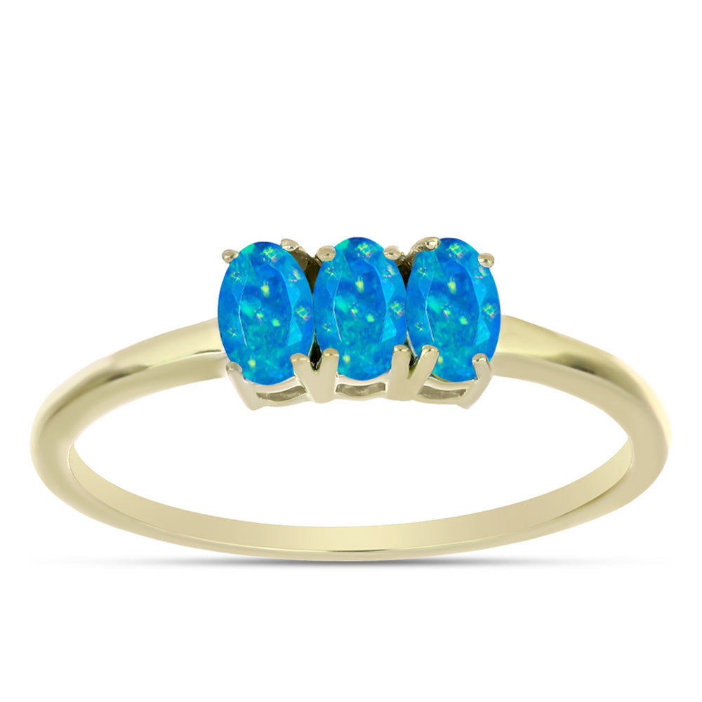 Inel din Argint 925 Placat cu Aur ( 1.56 grame ) cu Opal Albastru Etiopian Paraiba 0.46 Carate