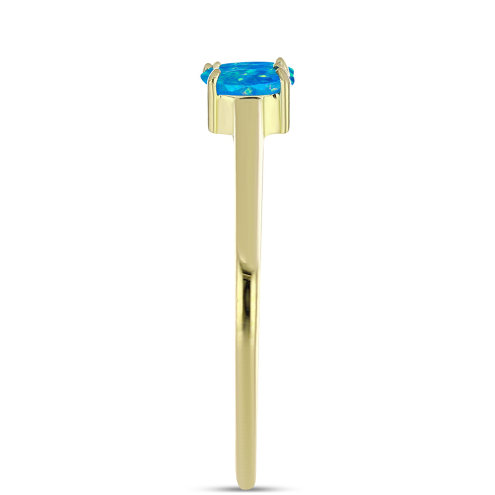 Inel din Argint 925 Placat cu Aur ( 1.56 grame ) cu Opal Albastru Etiopian Paraiba 0.46 Carate 4 