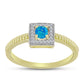 Inel din Argint 925 Placat cu Aur ( 2.56 grame ) cu Opal Albastru Etiopian Paraiba și Topaz Alb 0.27 Carate