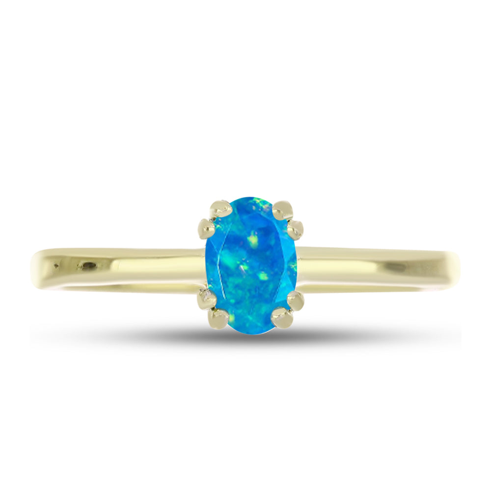 Inel din Argint 925 Placat cu Aur ( 1.73 grame ) cu Opal Albastru Etiopian Paraiba 0.26 Carate 1 