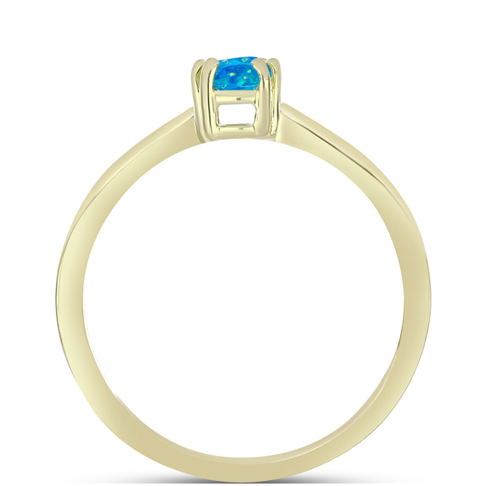 Inel din Argint 925 Placat cu Aur ( 1.73 grame ) cu Opal Albastru Etiopian Paraiba 0.26 Carate