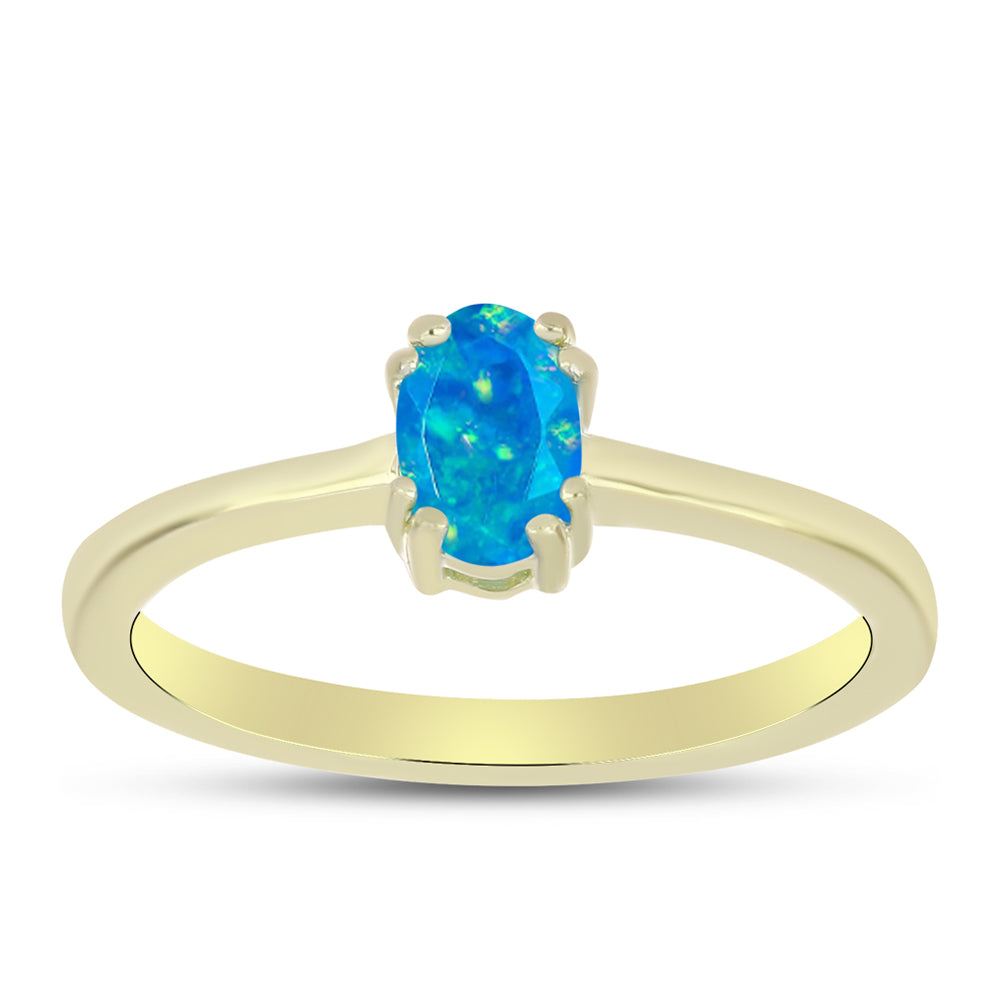 Inel din Argint 925 Placat cu Aur ( 1.73 grame ) cu Opal Albastru Etiopian Paraiba 0.26 Carate 3 