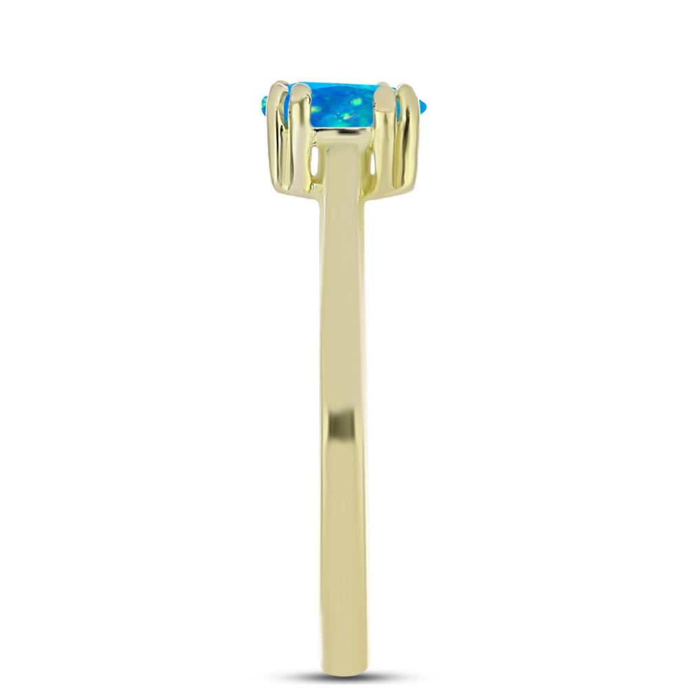 Inel din Argint 925 Placat cu Aur ( 1.73 grame ) cu Opal Albastru Etiopian Paraiba 0.26 Carate 4 
