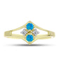 Inel din Argint 925 Placat cu Aur ( 2.06 grame ) cu Opal Albastru Etiopian Paraiba și Topaz Alb 0.21 Carate