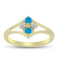 Inel din Argint 925 Placat cu Aur ( 2.06 grame ) cu Opal Albastru Etiopian Paraiba și Topaz Alb 0.21 Carate