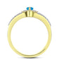 Inel din Argint 925 Placat cu Aur ( 3.28 grame ) cu Opal Albastru Etiopian Paraiba și Topaz Alb 0.44 Carate