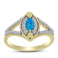 Inel din Argint 925 Placat cu Aur ( 3.28 grame ) cu Opal Albastru Etiopian Paraiba și Topaz Alb 0.44 Carate
