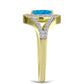 Inel din Argint 925 Placat cu Aur ( 3.28 grame ) cu Opal Albastru Etiopian Paraiba și Topaz Alb 0.44 Carate