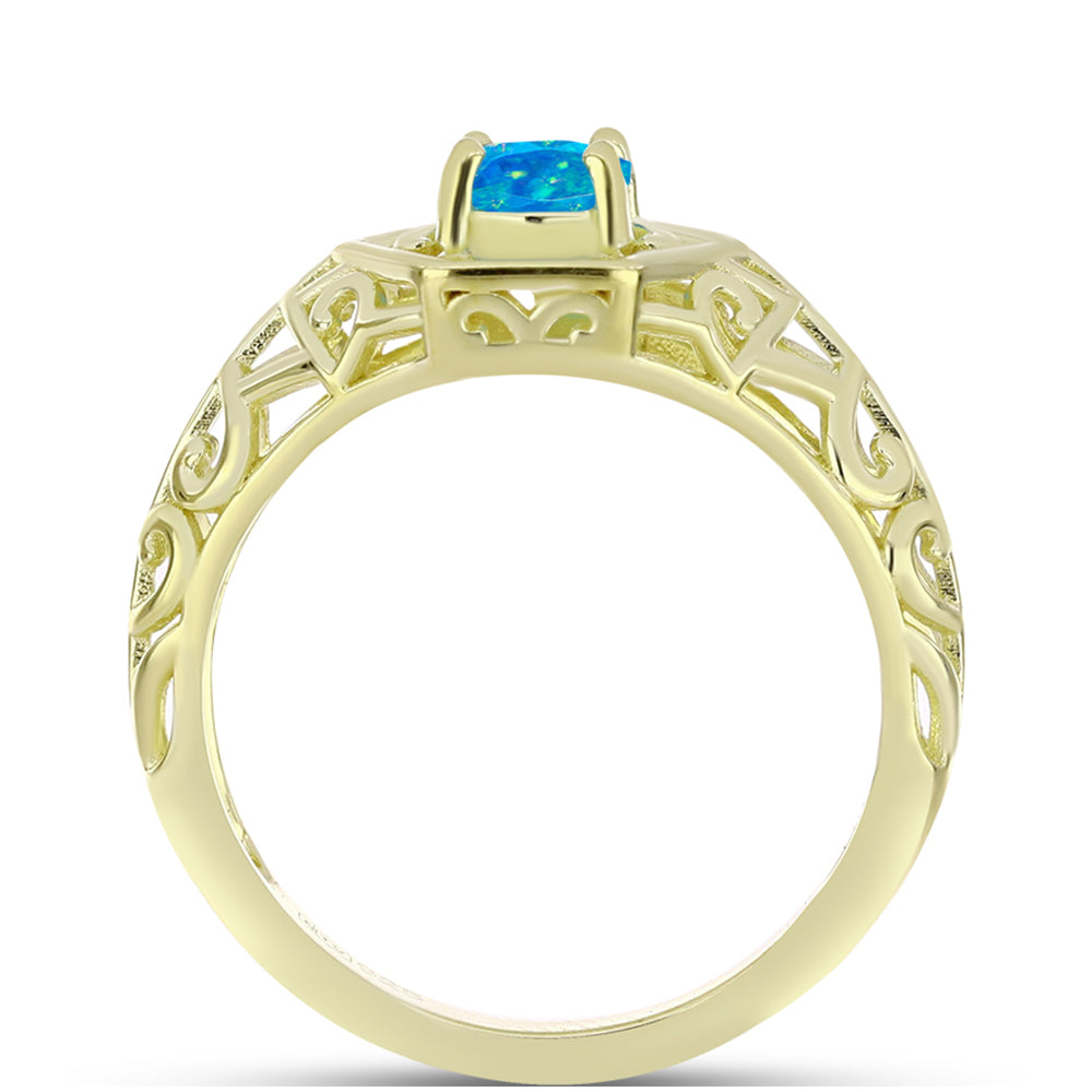 Inel din Argint 925 Placat cu Aur ( 2.83 grame ) cu Opal Albastru Etiopian Paraiba 0.47 Carate 2 