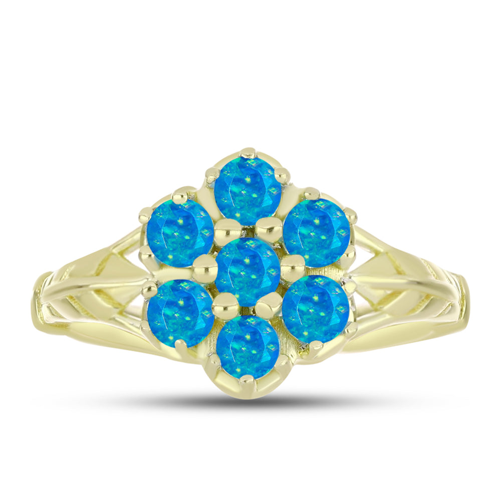 Inel din Argint 925 Placat cu Aur ( 3.13 grame ) cu Opal Albastru Etiopian Paraiba 0.45 Carate 1 
