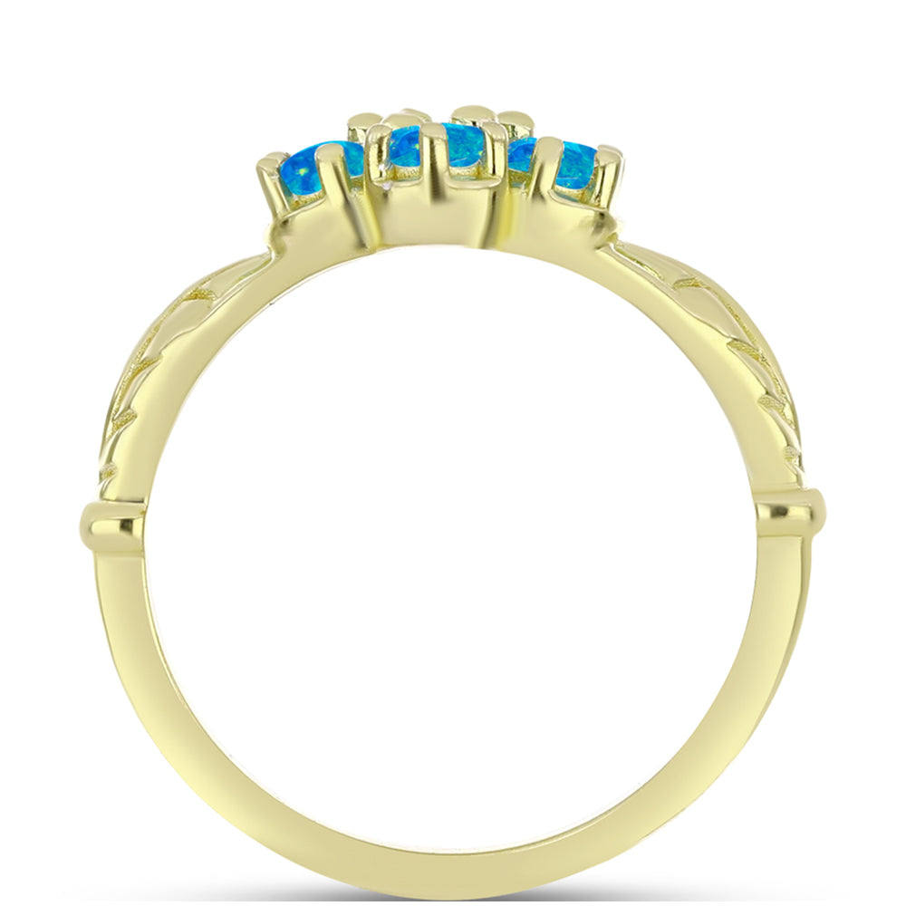 Inel din Argint 925 Placat cu Aur ( 3.13 grame ) cu Opal Albastru Etiopian Paraiba 0.45 Carate 2 
