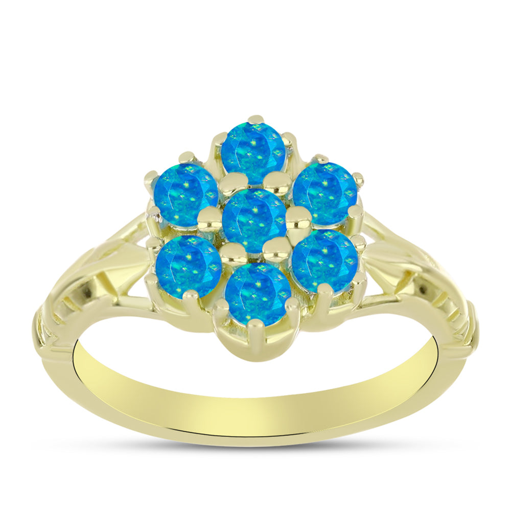 Inel din Argint 925 Placat cu Aur ( 3.13 grame ) cu Opal Albastru Etiopian Paraiba 0.45 Carate