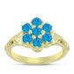 Inel din Argint 925 Placat cu Aur ( 3.13 grame ) cu Opal Albastru Etiopian Paraiba 0.45 Carate