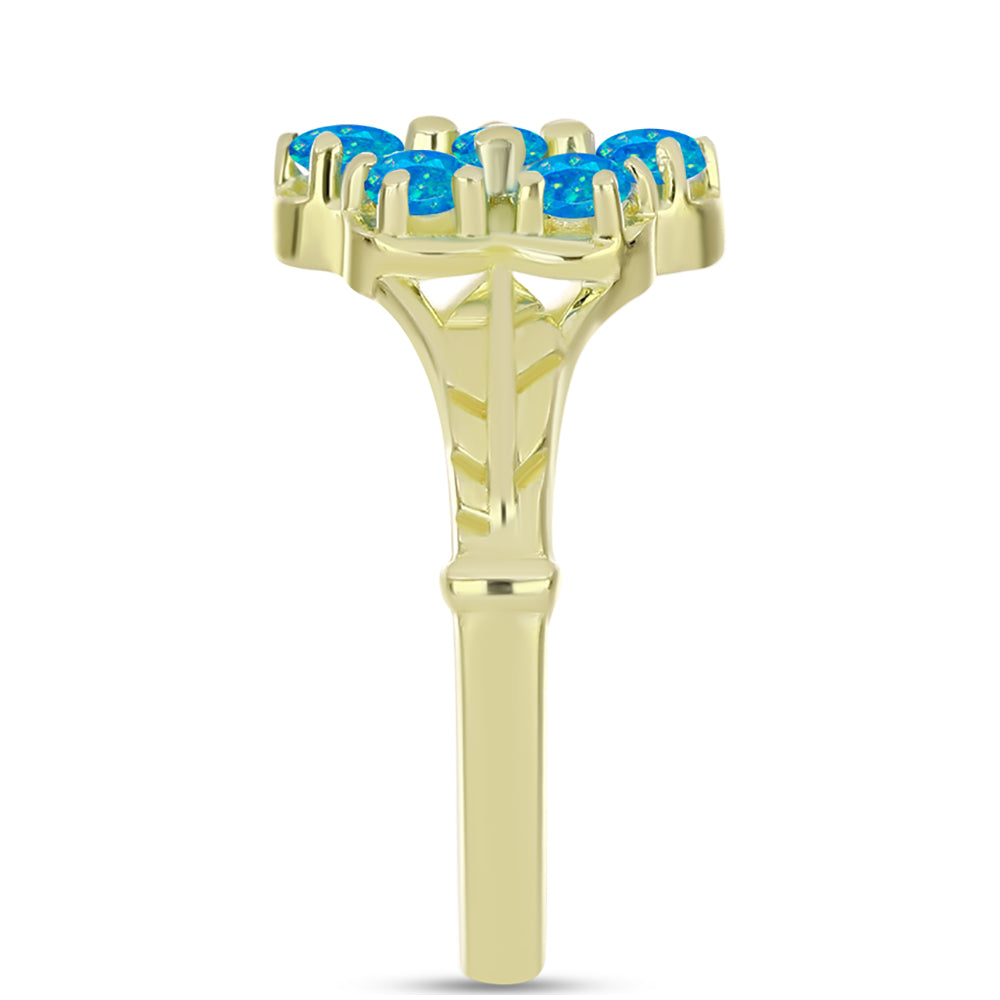 Inel din Argint 925 Placat cu Aur ( 3.13 grame ) cu Opal Albastru Etiopian Paraiba 0.45 Carate 4 