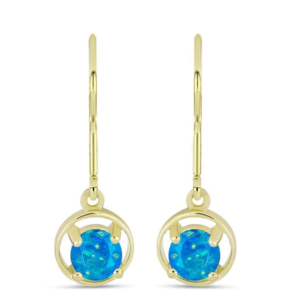 Cercei din Argint 925 Placat cu Aur ( 1.67 grame ) cu Opal Albastru Etiopian Paraiba 0.59 Carate 1 
