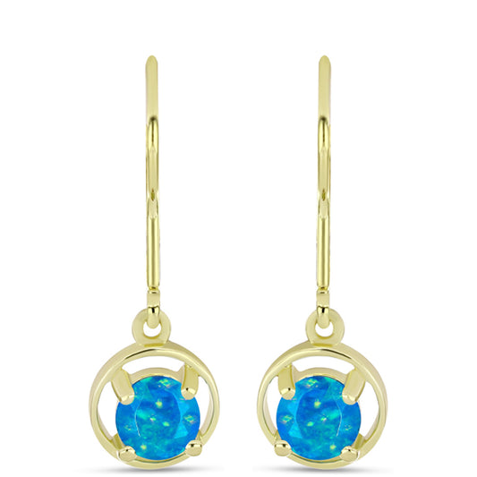 Cercei din Argint 925 Placat cu Aur ( 1.67 grame ) cu Opal Albastru Etiopian Paraiba 0.59 Carate