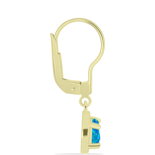 Cercei din Argint 925 Placat cu Aur ( 1.67 grame ) cu Opal Albastru Etiopian Paraiba 0.59 Carate