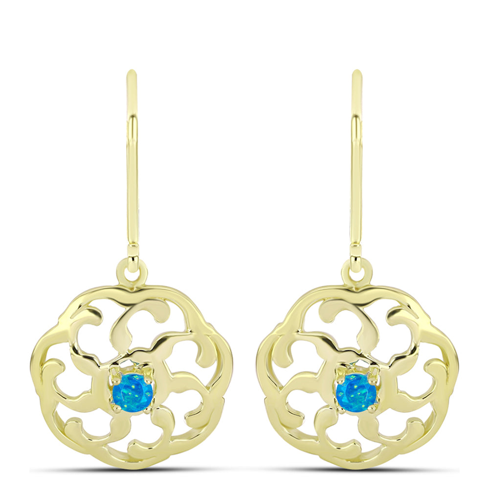 Cercei din Argint 925 Placat cu Aur ( 3.71 grame ) cu Opal Albastru Etiopian Paraiba 0.13 Carate