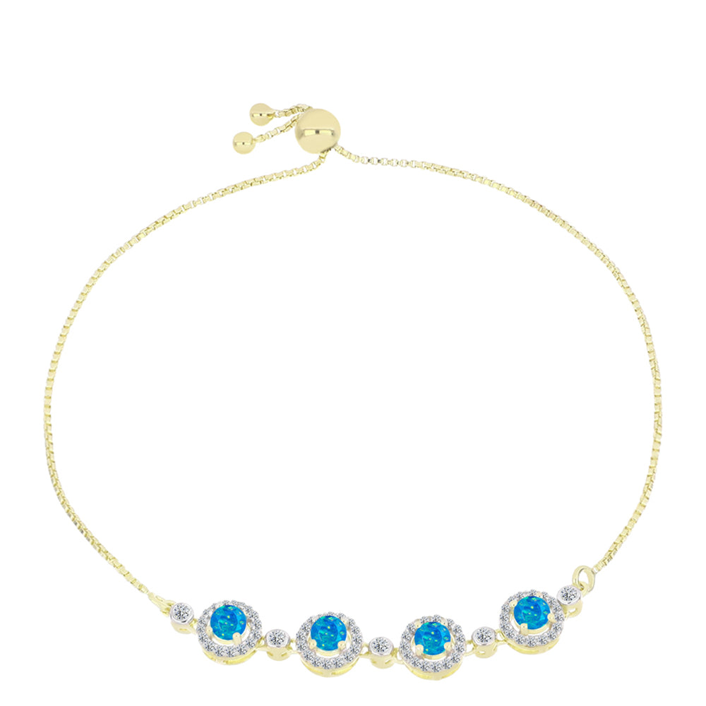 Brățară din Argint 925 Placat cu Aur ( 4.12 grame ) cu Opal Albastru Etiopian Paraiba și Topaz Alb 1.27 Carate 1 