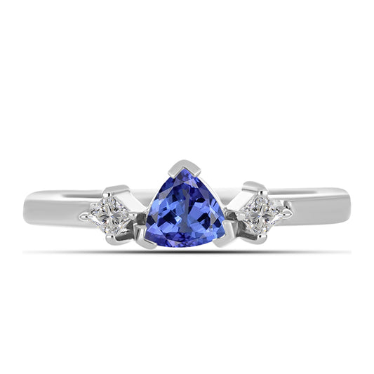 Inel din Argint 925 ( 2.02 grame ) cu Tanzanit și Topaz Alb 0.53 Carate