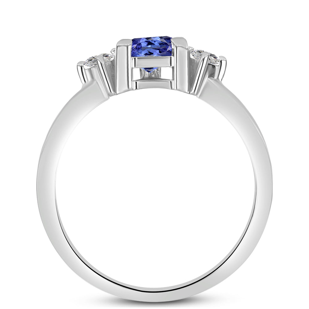 Inel din Argint 925 ( 2.02 grame ) cu Tanzanit și Topaz Alb 0.53 Carate 2 