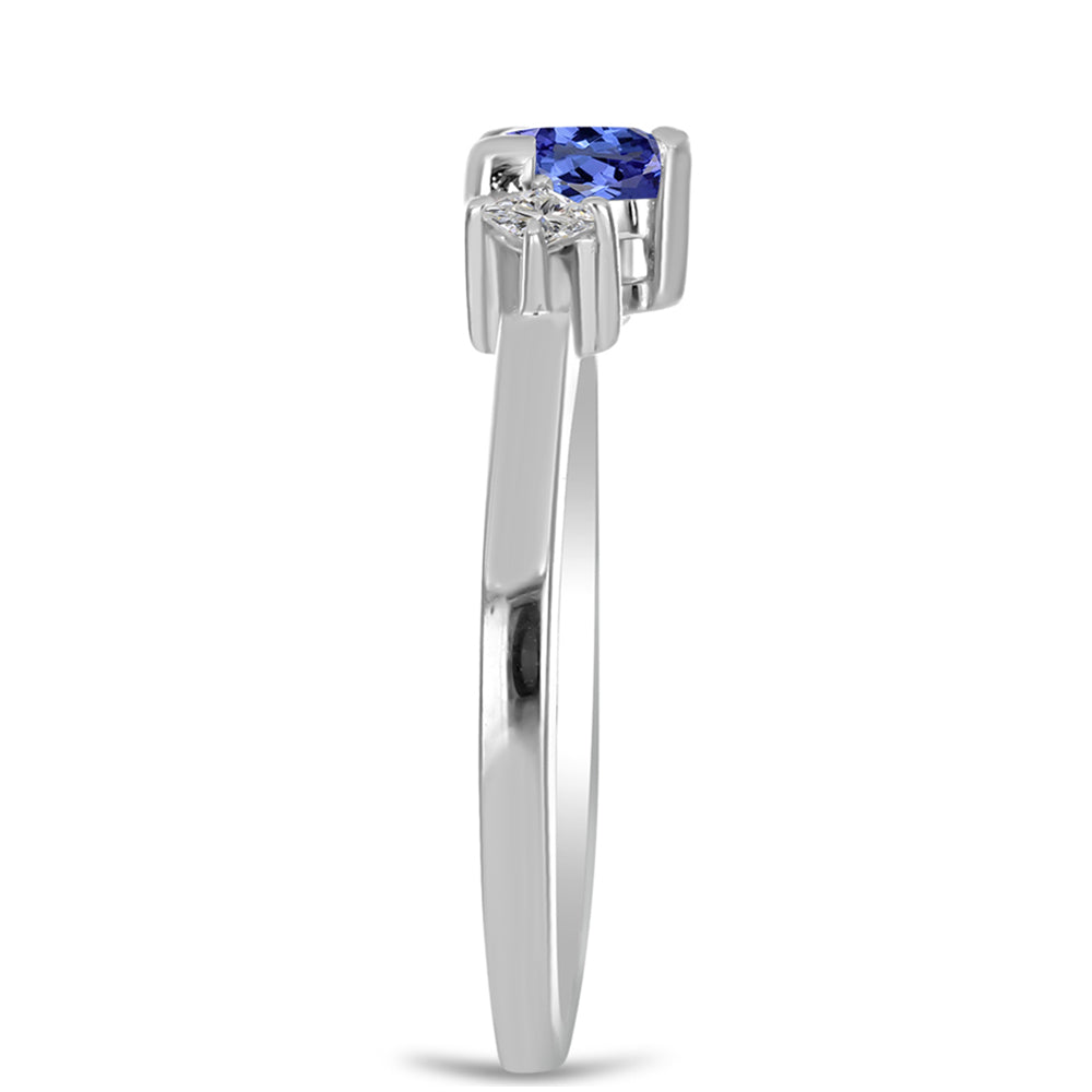 Inel din Argint 925 ( 2.02 grame ) cu Tanzanit și Topaz Alb 0.53 Carate 4 