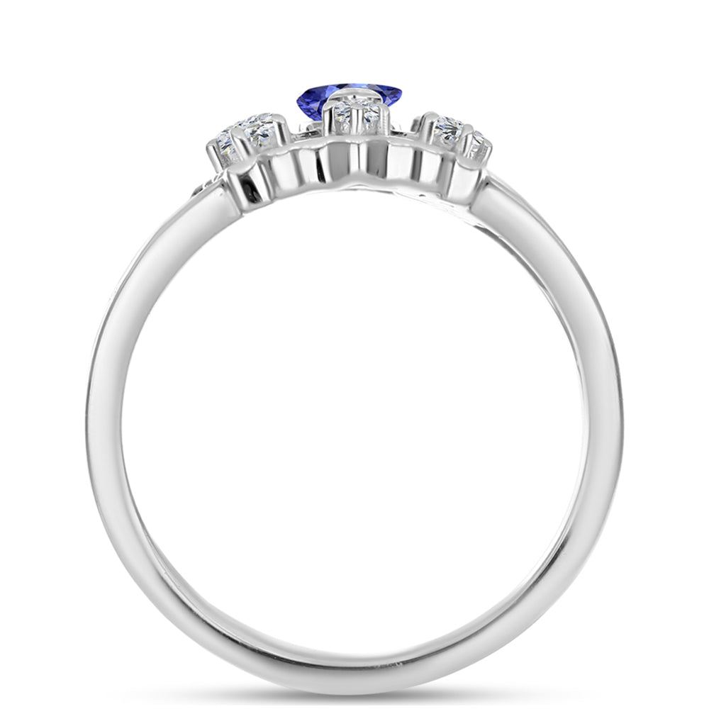 Inel din Argint 925 ( 4.85 grame ) cu Tanzanit și Topaz Alb 0.67 Carate