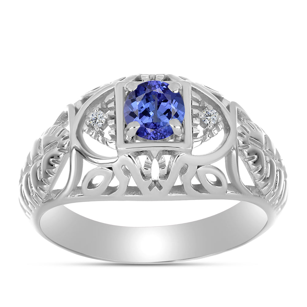 Inel din Argint 925 ( 3.6 grame ) cu Tanzanit și Topaz Alb 0.37 Carate