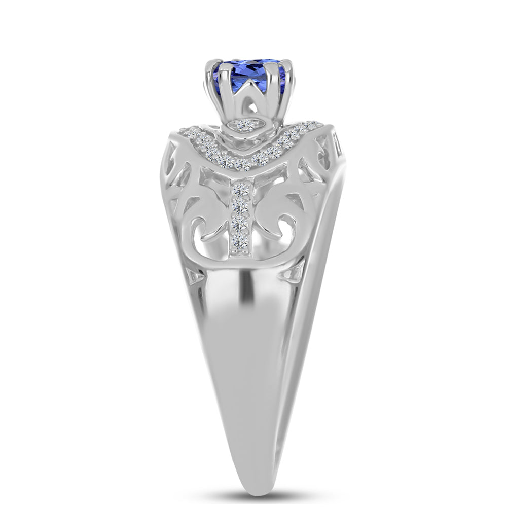 Inel din Argint 925 ( 3.77 grame ) cu Tanzanit și Topaz Alb 0.76 Carate