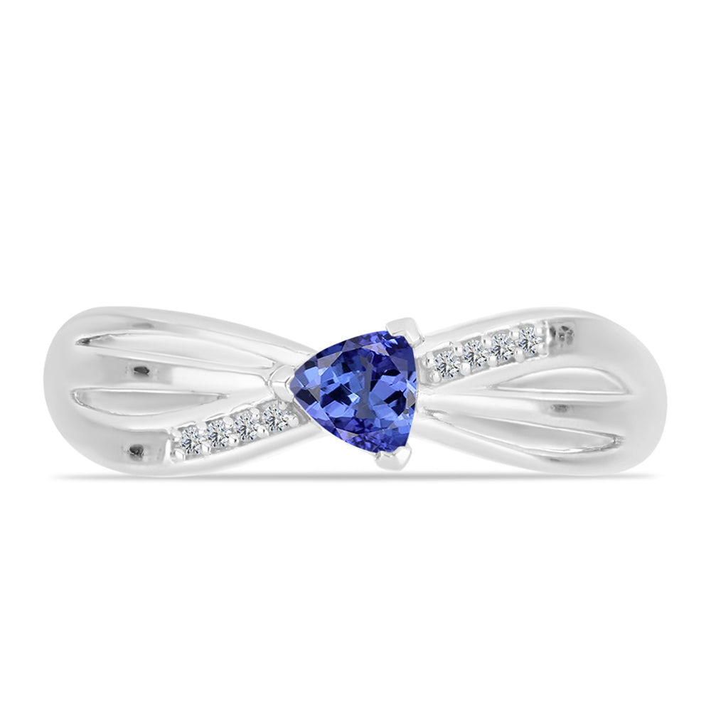 Inel din Argint 925 ( 3.2 grame ) cu Tanzanit și Topaz Alb 0.43 Carate