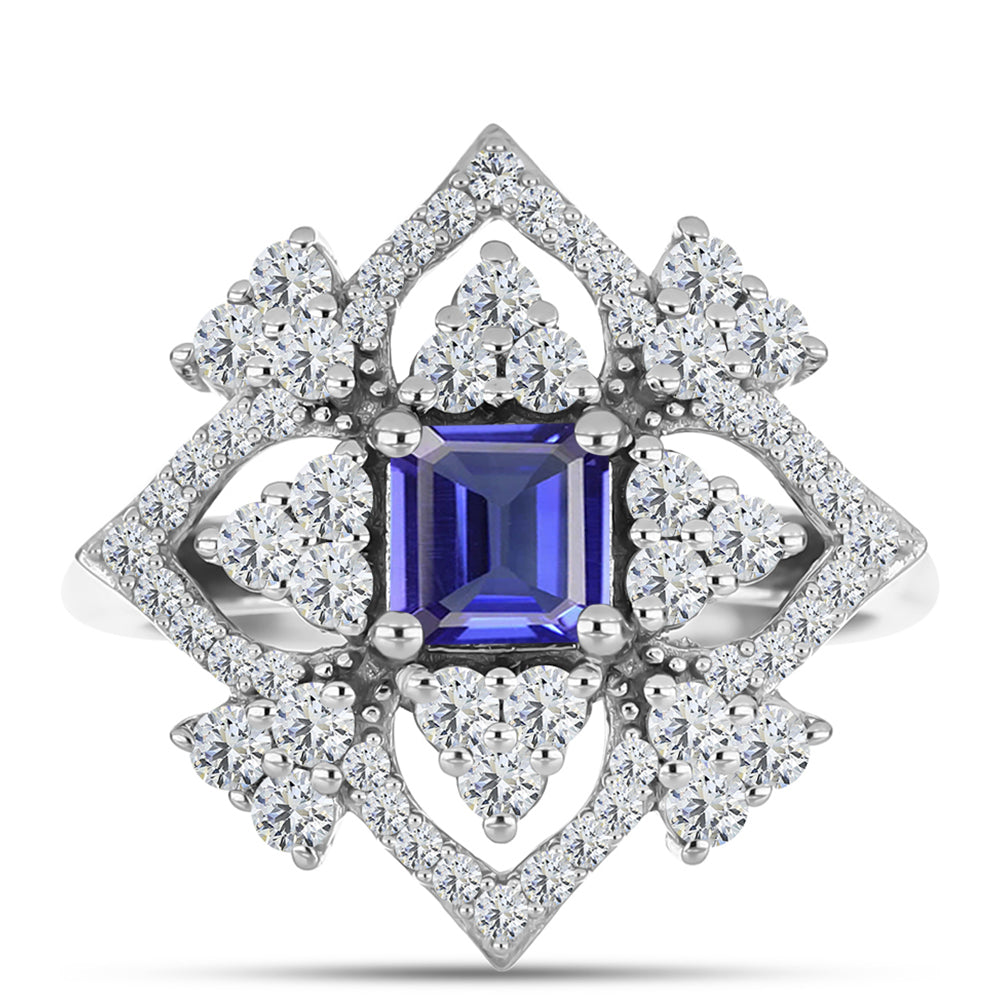 Inel din Argint 925 ( 3.7 grame ) cu Tanzanit și Topaz Alb 1.64 Carate 1 
